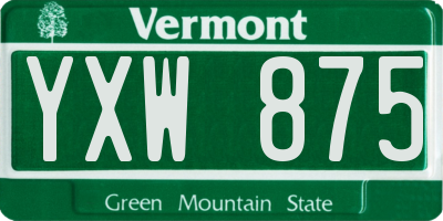 VT license plate YXW875