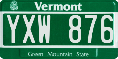 VT license plate YXW876