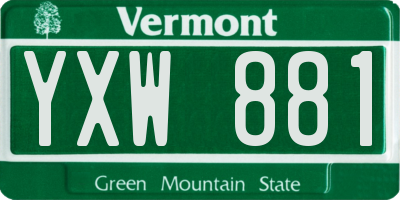 VT license plate YXW881