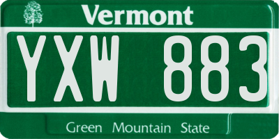 VT license plate YXW883
