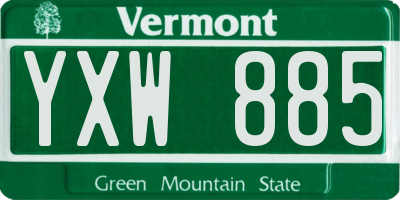 VT license plate YXW885