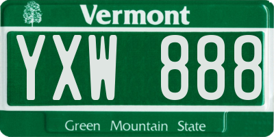 VT license plate YXW888