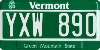 VT license plate YXW890