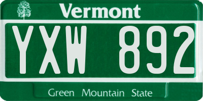 VT license plate YXW892