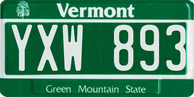 VT license plate YXW893