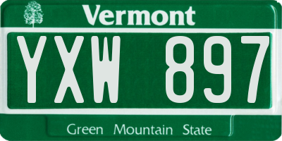 VT license plate YXW897