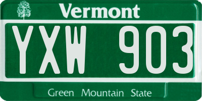 VT license plate YXW903