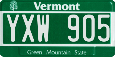 VT license plate YXW905