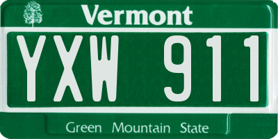 VT license plate YXW911