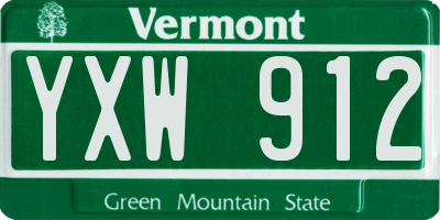 VT license plate YXW912