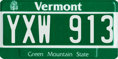 VT license plate YXW913