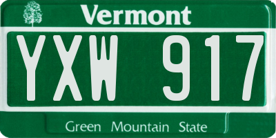 VT license plate YXW917