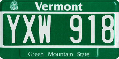 VT license plate YXW918
