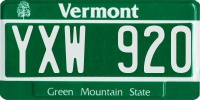 VT license plate YXW920