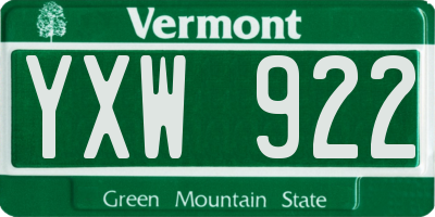 VT license plate YXW922