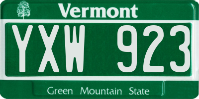 VT license plate YXW923