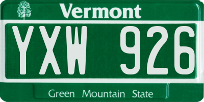 VT license plate YXW926