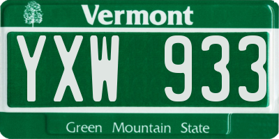 VT license plate YXW933