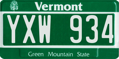 VT license plate YXW934