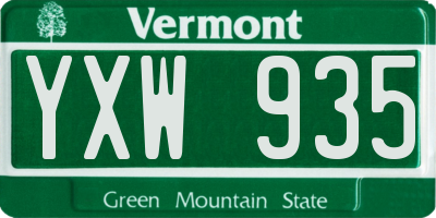 VT license plate YXW935