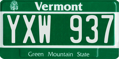 VT license plate YXW937