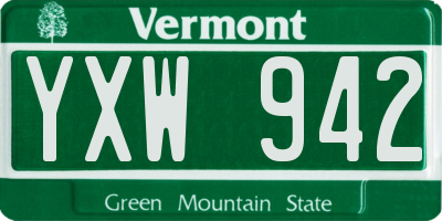 VT license plate YXW942
