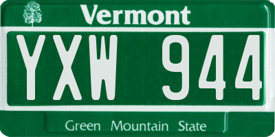 VT license plate YXW944