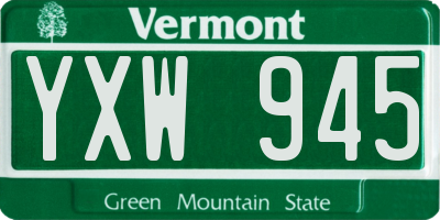 VT license plate YXW945