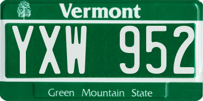 VT license plate YXW952