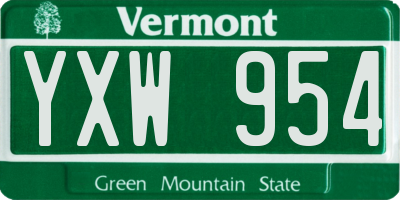 VT license plate YXW954