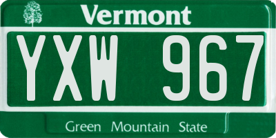 VT license plate YXW967