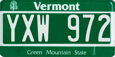 VT license plate YXW972