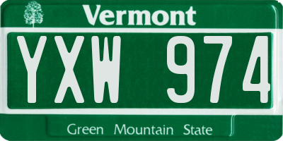 VT license plate YXW974