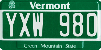 VT license plate YXW980