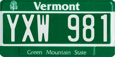 VT license plate YXW981