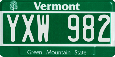 VT license plate YXW982