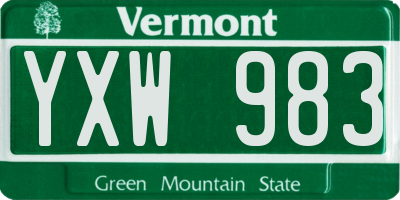 VT license plate YXW983