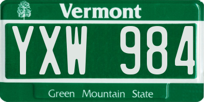 VT license plate YXW984