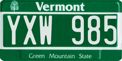 VT license plate YXW985