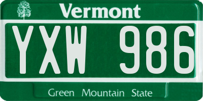 VT license plate YXW986