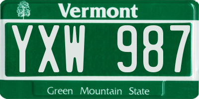 VT license plate YXW987