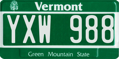 VT license plate YXW988