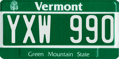 VT license plate YXW990
