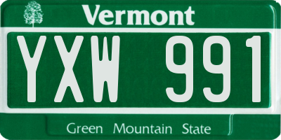VT license plate YXW991