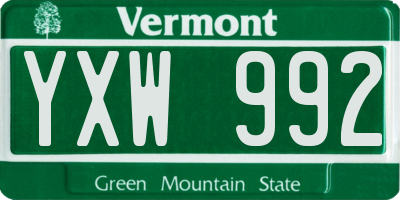 VT license plate YXW992