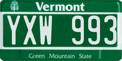 VT license plate YXW993