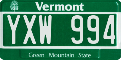 VT license plate YXW994