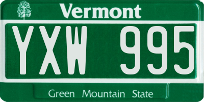 VT license plate YXW995