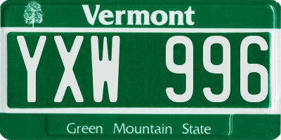 VT license plate YXW996