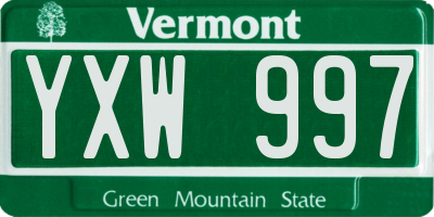 VT license plate YXW997
